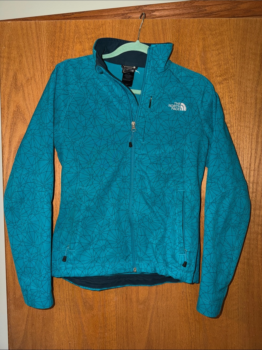 The North Face Women's Teal Geometric Full-Zip Jacket